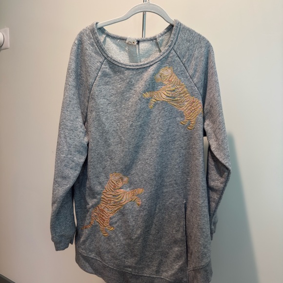 Akemi + Kin Sweaters - Anthropologie Gray Sweater with Tiger Embroidery